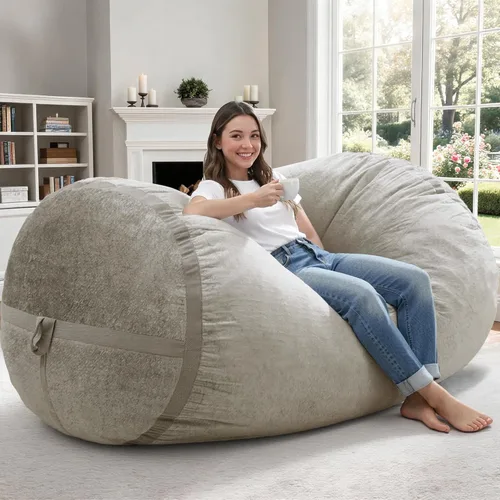 Miniatura 15 de Homguava Puf gigante de 2 pies para adultos con relleno de espuma viscoelástica, puf con funda de piel sintética suave, cómoda puf para sala