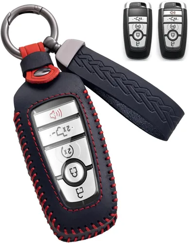Funda de cuero para llavero Ford, funda protectora de llavero compatible con Bronco Mustang F150 F350 Fusion Escape Edge Explorer Expedition Raptor