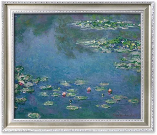Miniatura 148 de IPIC - Reproducción artística de los lirios de agua de Claude Monet 1906, impresiones giclée coinciden con el marco dorado clásico, arte de pared