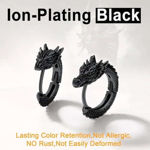 Miniatura 8 de U7 Aretes punk rock para hombres y mujeres, hipoalergénicos, de acero inoxidable, oro de 18 quilates, negroplata de ley S925, aretes de dragón