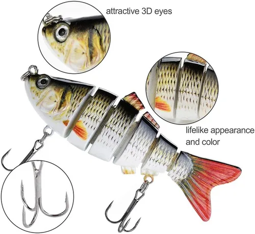 Miniatura 3 de Señuelos de pesca realistas para lubina, trucha, lucioperca, pez depredador, cebos realistas de peces multiarticulados, kits de aparejos de pesca