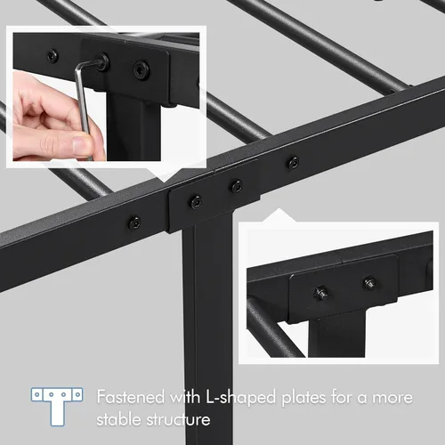 Miniatura 6 de Yaheetech Base de cama individual con plataforma de metal, base de colchón con cabecero y estribo, no necesita somier, almacenamiento debajo