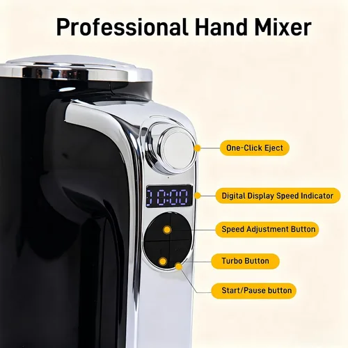 Miniatura 2 de Mezclador de mano eléctrico, mezclador de mano con pantalla LCD y base de almacenamiento 5 Speeds & Turbo, One-Button Eject, 2 Beaters, 2 Dough