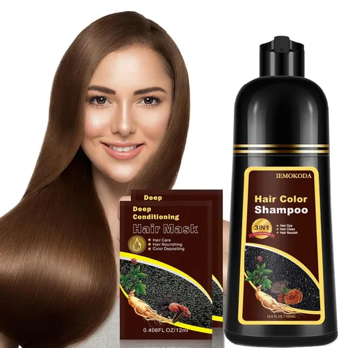 Miniatura 18 de Champú para Teñir el Cabello Marrón Cerezo 3 en 1, Champú para el Color del Cabello que Funciona en Minutos, Champú para Cabello Marrón & Champú