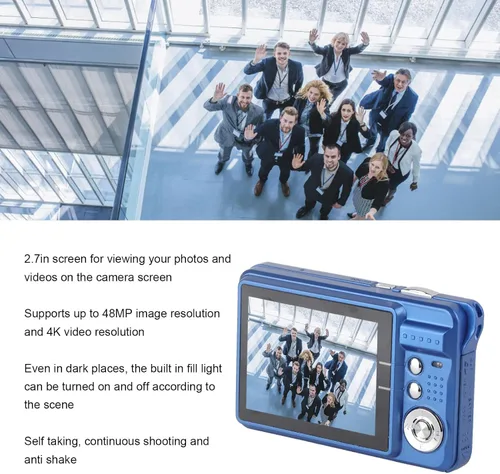Miniatura 6 de Eujgoov Digital Camera, 4K 48MP Vlogging Camera with 8X Zoom 2.7in Screen and Fill Light for Photography (Blue)