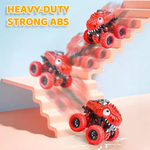 Miniatura 4 de Beestech Juguetes de dinosaurio para niños de 2, 3, 4, 5 años, vehículos de monstruos de dinosaurio con fricción para empujar y tirar para niños