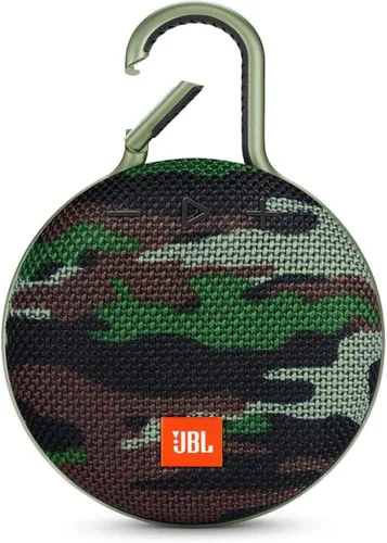 JBL Clip 3, camuflaje - Altavoz Bluetooth impermeable, duradero y portátil - Hasta 10 horas de reproducción - Incluye altavoz con cancelación de