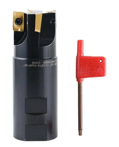 Miniatura 12 de Accusize Industrial Tools Molino de extremo indexable de hombro cuadrado de 90 grados de 1/2 '' con insertos de carburo Apkt11T3, 0056-0913