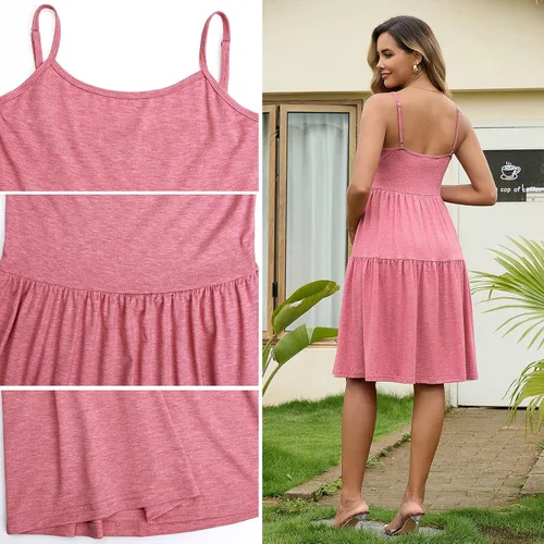 Miniatura 48 de GINKANA Vestido de maternidad sin mangas para mujer, con tirantes ajustables, vestido casual de verano para uso diario o baby shower