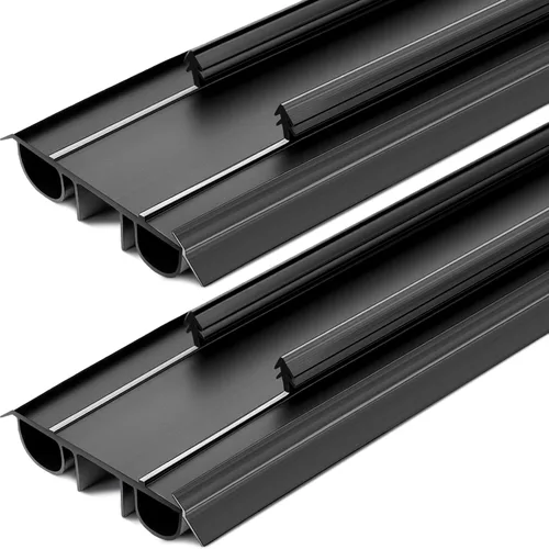 Miniatura 7 de Pushglossy 1 pieza de 36" de barrido de puerta de doble burbuja con muesca de 1-3/4" de ancho, sello de burlete de vinilo para puertas exteriores