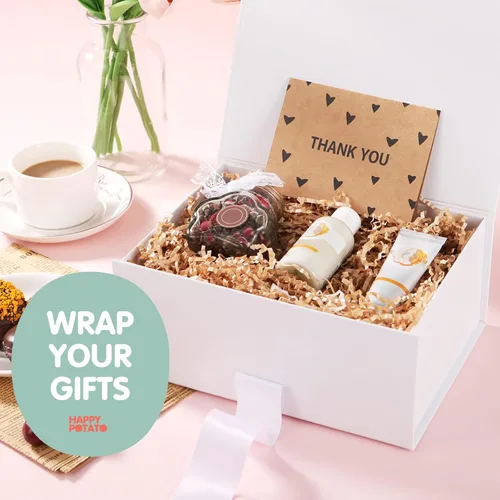 Miniatura 6 de Caja de regalo HAPPY POTATO para regalos con cinta 9x6.5x3.8 pulgadas, caja de regalo blanca con tapa, cajas de propuesta para dama de honor