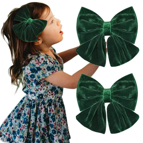 Miniatura 9 de Lazos de terciopelo para niñas de 6 pulgadas, 2 unidades, pinzas de cocodrilo para otoño, pinzas de cocodrilo para niños pequeños, adolescentes