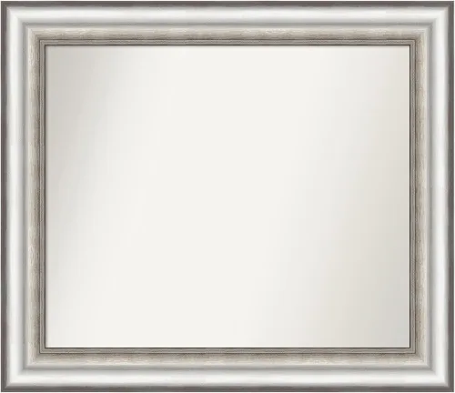 Miniatura 404 de Amanti Art Espejo de baño plateado para sobre el fregadero, 26 x 26 pulgadas, espejo cuadrado de plata antigua, marco de madera tradicional mediano