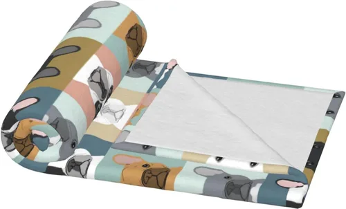 Miniatura 2 de Bonita manta de bulldog francés para niños y adultos, suave y ligera manta de bulldog francés de 50 x 60 pulgadas para sofá, cama, decoración