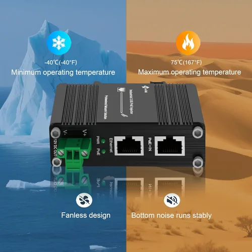 Miniatura 3 de PoE Splitter 12V 802.3bt Puerto Gigabit obediente, Industrial 10/100/1000Mbps IEEE802.3bt Power Over Ethernet Splitter Adaptador con salida de 12V