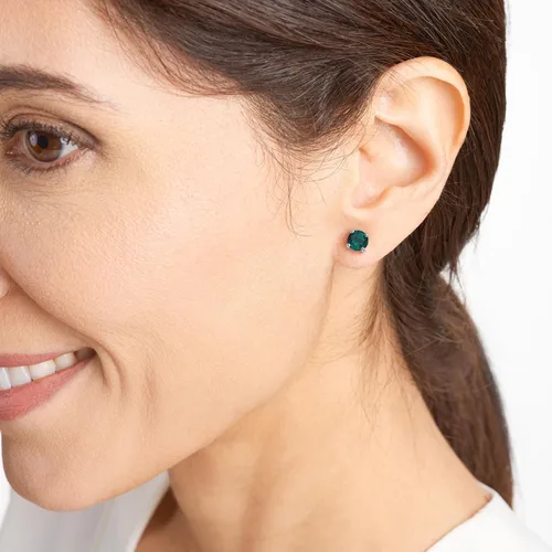 Miniatura 44 de Amazon Essentials Aretes redondos de plata de ley con piedra natal (anteriormente colección Amazon)
