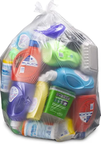 Miniatura 9 de Bolsas de basura resistentes de 45 galones, enormes 100 bolsas con lazos, bolsas de basura transparentes extragrandes para reciclaje. Bolsas
