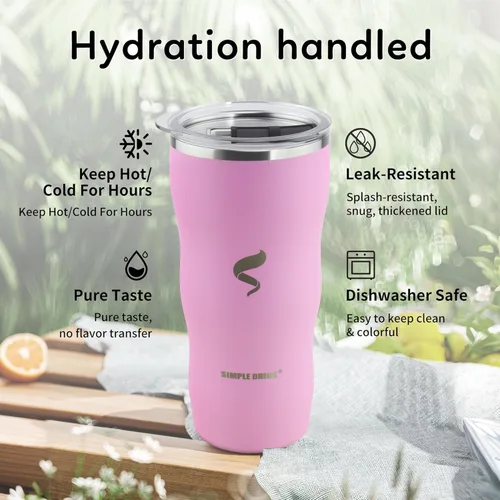 Miniatura 4 de Vaso aislado de 20 onzas con popote y tapa, taza de café de acero inoxidable, taza de viaje al vacío de doble pared, vaso de café helado a prueba