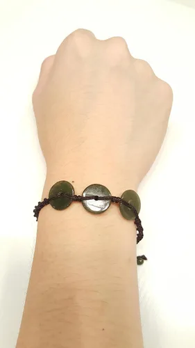 Miniatura 4 de Infinityee888 - Pulseras de cuentas de jade con moneda verde Feng Shui para hombres, mujeres, pulsera -BC01, Piedra