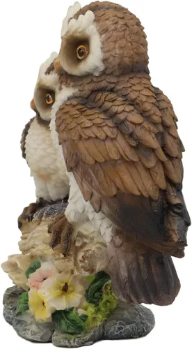 Miniatura 3 de Ebros - Estatua romántica de 2 búhos grandes cuernos para pareja en tocón de árbol, 6.25 pulgadas de alto, amor caprichoso de San Valentín, bosque