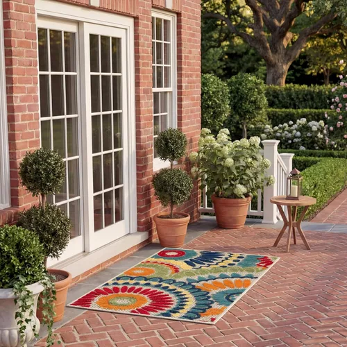 SAFAVIEH Cabana Collection CBN382M - Alfombra decorativa de medallón bohemio para interiores y exteriores, fácil limpieza, 2 pies 2 x 5 pies, color