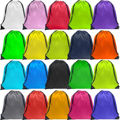 GoodtoU Mochila con cordón Bolsas de cincha Bolsas de cordón Bolso de deporte de cuerda de nylon a granel, 20 colores, Fiesta