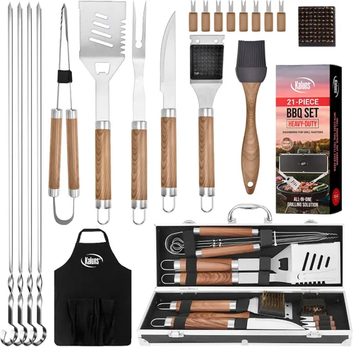 Miniatura 13 de Kaluns Accesorios para Barbacoa, Regalos para Papá para Navidad, Regalos para Barbacoa, Juego de Herramientas para Barbacoa de Acero Inoxidable