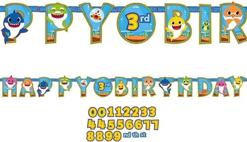 Cartel de feliz cumpleaños de Baby Shark con texto en inglés «Add An Age – 10.5 x 10 pulgadas (paquete de 1) – Decoración de papel multicolor para
