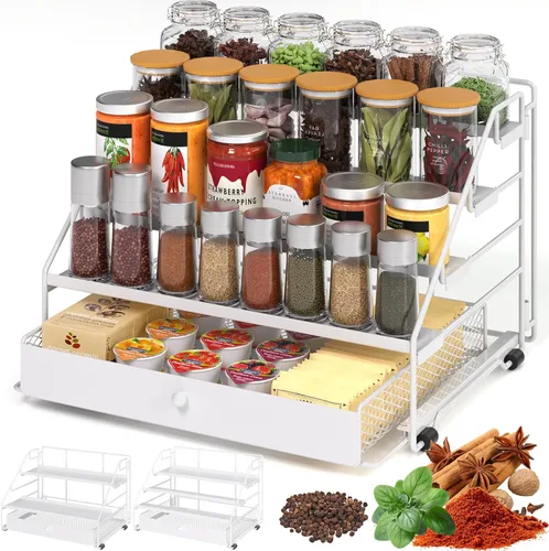 Miniatura 8 de DTUQYX Organizador de Jarabe de Café de 3 Niveles: Estante Vintage para Jarabe de Café con Capacidad para 12 Botellas, Estación de Café