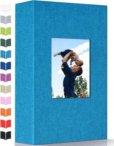 Álbum de fotos Artfeel 4x6 con 300 bolsillos, álbumes de fotos deslizables, libro de memorias con cubierta de lino y ventana frontal, libro de fotos