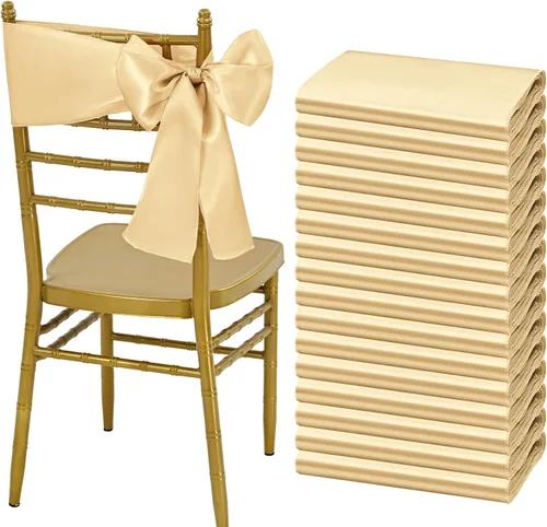 Miniatura 24 de Showgeous 60 cintas decorativas de satén negro para silla, lazos para decoración de banquetes, fiestas, baby shower, eventos (7 x 108 pulgadas)