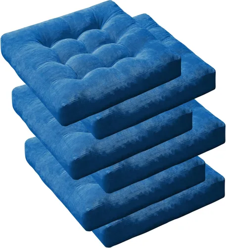 Miniatura 14 de Juego de cojines de suelo de 2 piezas, cojines grandes redondos para sentarse para adultos, cojines acolchados de corduroy para sala de estar