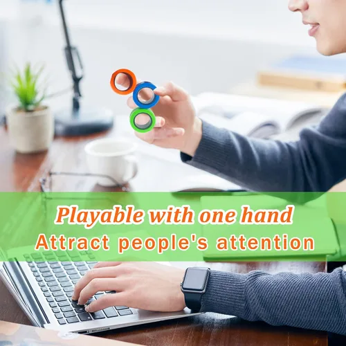 Miniatura 4 de Dermasy Juego de 3 piezas de anillos magnéticos para aliviar el estrés y la ansiedad, gran regalo para adolescentes, niños y adultos con TOC, TDAH