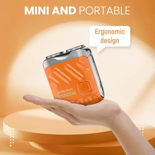 Miniatura 2 de Afeitadora eléctrica portátil de doble anillo, mini maquinilla de afeitar eléctrica giratoria de doble anillo para hombres, recargable por USB, un