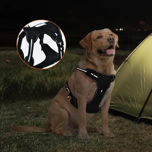 Miniatura 8 de Amazon Basics Arnés para perro sin tirones, clip frontal ajustable, chaleco táctico, pequeño, negro