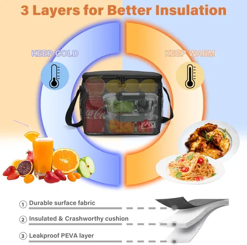Miniatura 6 de Tirrinia Bolsa de Almuerzo Aislada para Mujeres y Hombres, Contenedores de Caja de Almuerzo a Prueba de Fugas para Adultos, Trabajo, Escuela