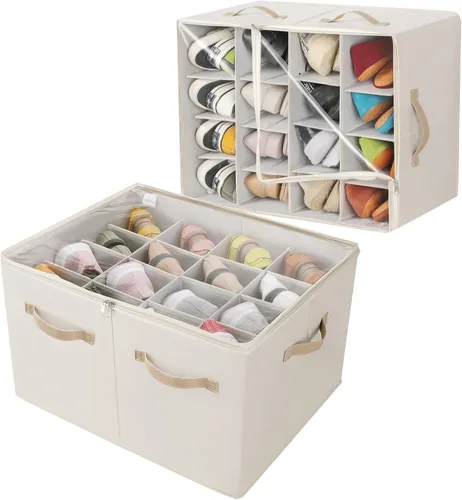 Miniatura 13 de TOPIA HOME Organizador de zapatos para armario, caja de zapatos plegable con divisores ajustables y cubierta transparente, organizador