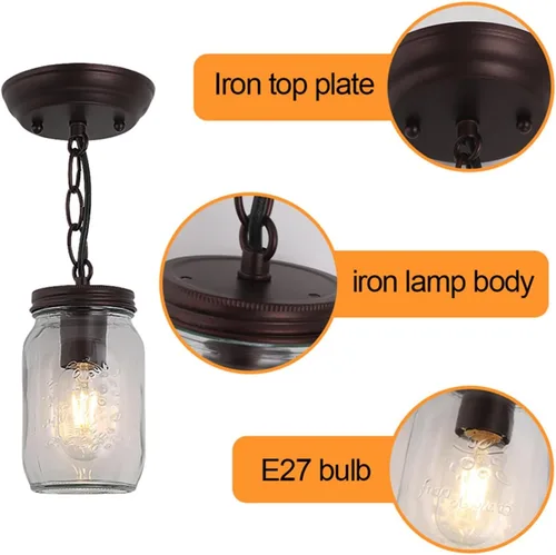 Miniatura 7 de Retro Industrial Style Led Chandelier Glass Modern Ceiling Lamp Pendant Lighting Indoor Fixture American Aisle Entrance Lamparas,for Dinning Room