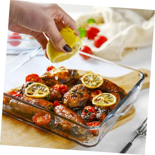Miniatura 5 de STOBAZA 1 unidad de cena profunda para sartén de vapor, mango rectangular, herramienta de microondas, suministro para hornear, tartas de queso