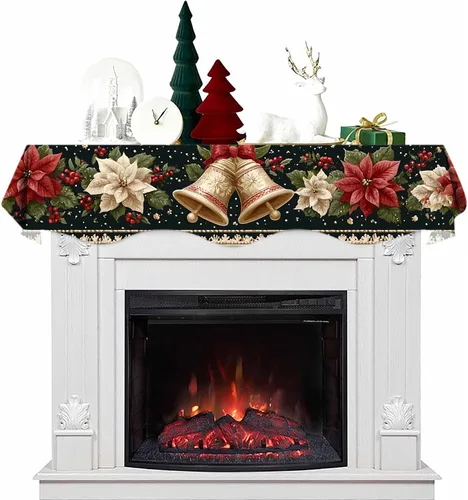 Miniatura 16 de NYZE Bufanda para Repisa de Chimenea Navideña 60 x 17 Pulgadas Cubierta Decorativa para Repisa de Chimenea de Navidad Camino de Mesa para Repisa