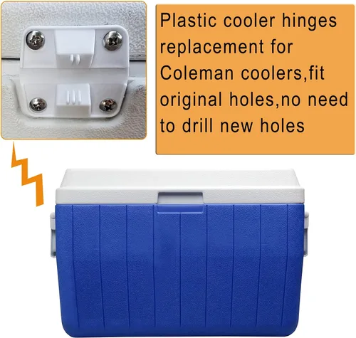 Miniatura 2 de Ansook Juego de bisagras y tornillos de plástico de repuesto, compatible con Coleman Coolers 5253 6262 6270, reemplazo de bisagras de refrigerador