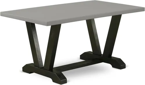Miniatura 3 de East West Furniture V696EN120-5 - Juego de mesa de comedor moderno de 5 piezas, incluye una mesa rectangular de madera con patas en V y 4 sillas