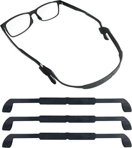 Correas de silicona para gafas, 3 correas elásticas antideslizantes para gafas deportivas para niños y niñas, correas de gafas de sol, color negro