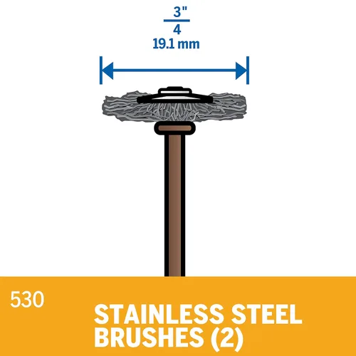 Miniatura 3 de Dremel 530-02 Cepillos de acero inoxidable (paquete de 2), 1,9 cm de diámetro