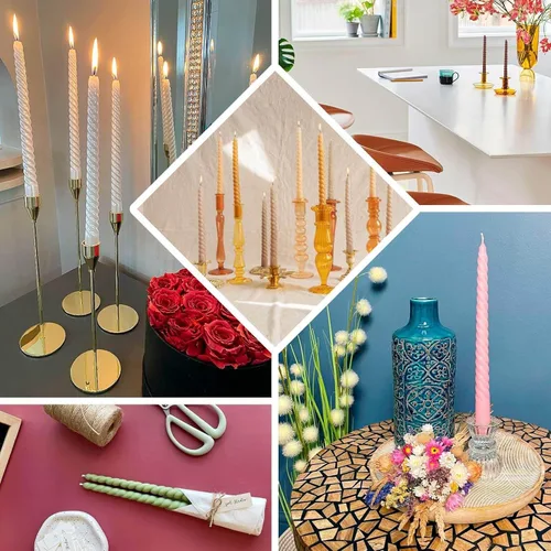 Miniatura 5 de Efavormart 12 Pack 11" Velas cónicas de cera de parafina de rosa mate de color oro rosa de alta calidad, velas de cena largas sin aroma, con mecha