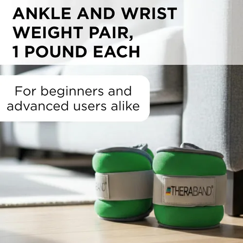 Miniatura 2 de Theraband 25871 Comfort Fit - Juego de pesas para tobillo y muñeca, 1.5 libras, color verde