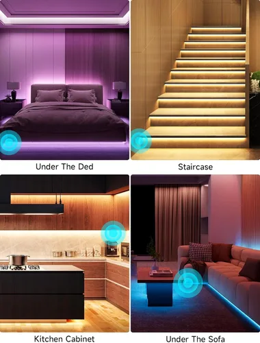 Miniatura 6 de KANTUTOE Tira de Luz LED Activada por Movimiento, 16.4 Pies de Tira de Luz LED con Sensor de Movimiento para Interiores con Control por APP, Luces