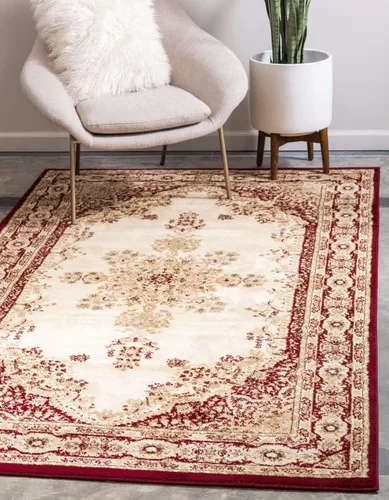 Miniatura 12 de Unique Loom - Alfombra clásica tradicional, colección Versalles, Polipropileno, Rojo/Borgoña