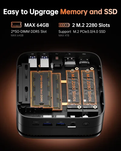 Miniatura 7 de KAMRUI Hyper H1 Mini PC para juegos, AMD Ryzen 7 6800H (Beat 6800U), 16 GB DDR5 4800 MHz 512 GB M.2 NVMe PCIe3.0x4 SSD Mini PC