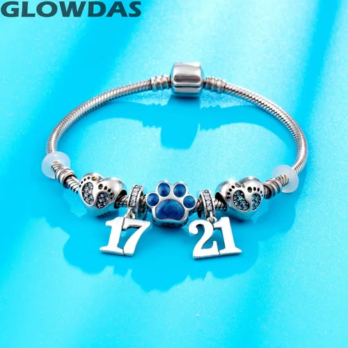 Miniatura 4 de GLOWDAS Abalorios de cumpleaños de 10 a 25 28 30 31 33 35 36 40 45 50 55 60 65 70 75 80, abalorios de plata de ley 925 para pulseracollar